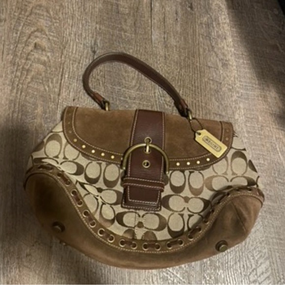 Coach Handbags - Vintage Coach Signature Brown and Tan Shoulder Bag